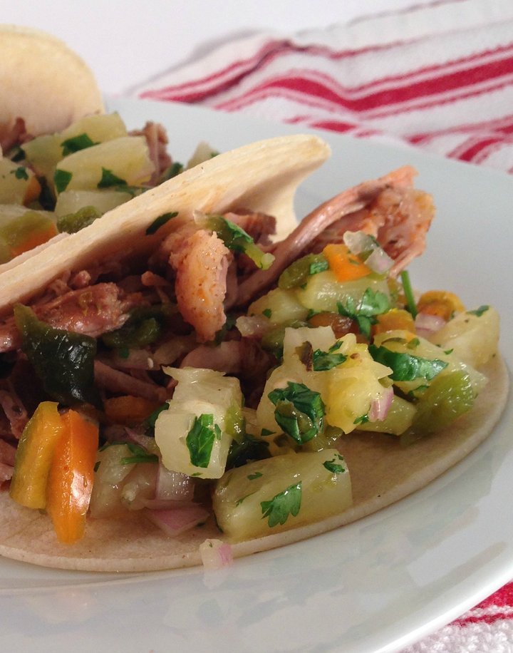 Slow Cooker Pork Tacos with Pineapple Salsa - STL Cooks