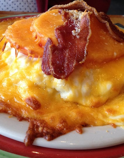 No Derby party can be complete without this Kentucky classic - the Kentucky Hot Brown! NOT for the faint of heart - with it's mixture of gravy, turkey, bacon, and tomato. It's gluttony at it's most delicious.