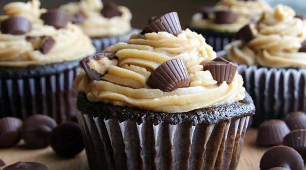 These Peanut Butter Cup Cupcakes are the ultimate dessert! Moist chocolate cupcakes with peanut butter frosting and peanut butter cups. Chocolate and peanut butter fans rejoice!