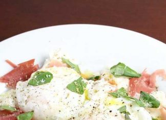 This Prosciutto and Mozzarella with Poached Eggs is a quick and easy, five-minute lunch (or breakfast) that also happens to look elegant, and taste delicious. If I do say so myself.