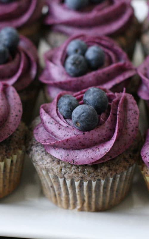 This blueberry cupcake is so striking, people will take notice. The special magic ingredient is freeze dried blueberries!