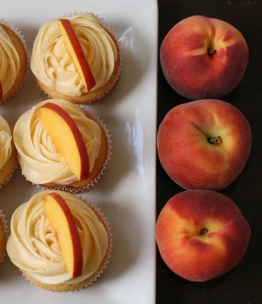 Peach Cupcakes with Peach Cream Cheese Frosting