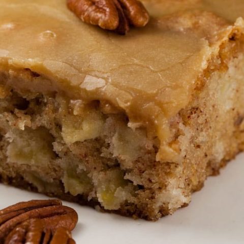 This apple cake is my favorite cake. I have tried many apple cakes over the years and this is a winner!! So moist and dense, with a caramel taste.