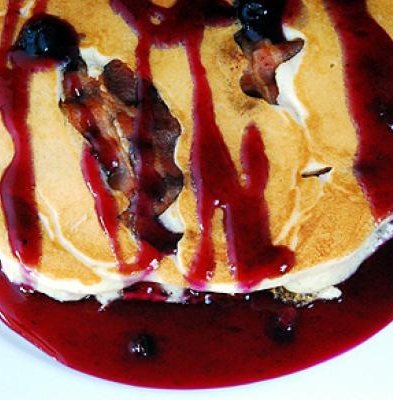 Sinfully Delicious Bacon Blueberry Pancakes