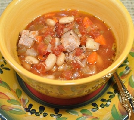 This Slow Cooker Tuscan Pork and Bean Soup is a slow cooker recipe that warms your insides on a cold winter's day