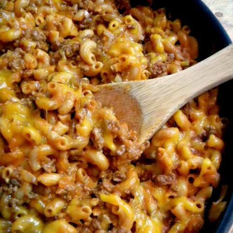 Crazy Good Chili Mac - This tasty cheesy chili mac is so good your belly will say oh thank you, thank you (so will your family!). This one pan meal is ready in under an hour and there's almost no clean up.