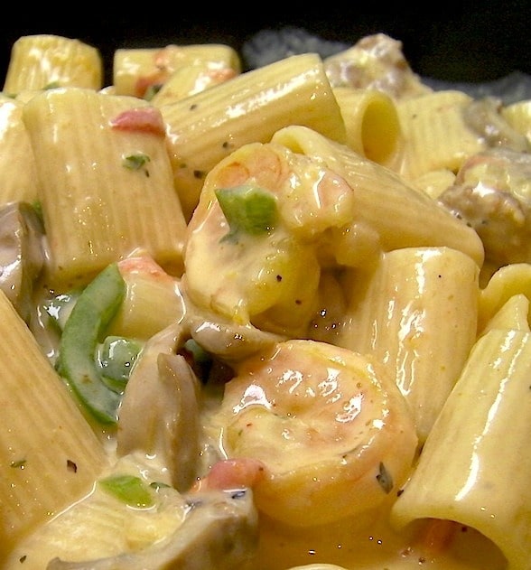 Shrimp and Andouille? Hmmm. Screams Creamy Cajun Rigatoni with Shrimp and Andouille to me! How about you? Oh, and if you like it super spicy, top with a dash of cayenne. Yummo!