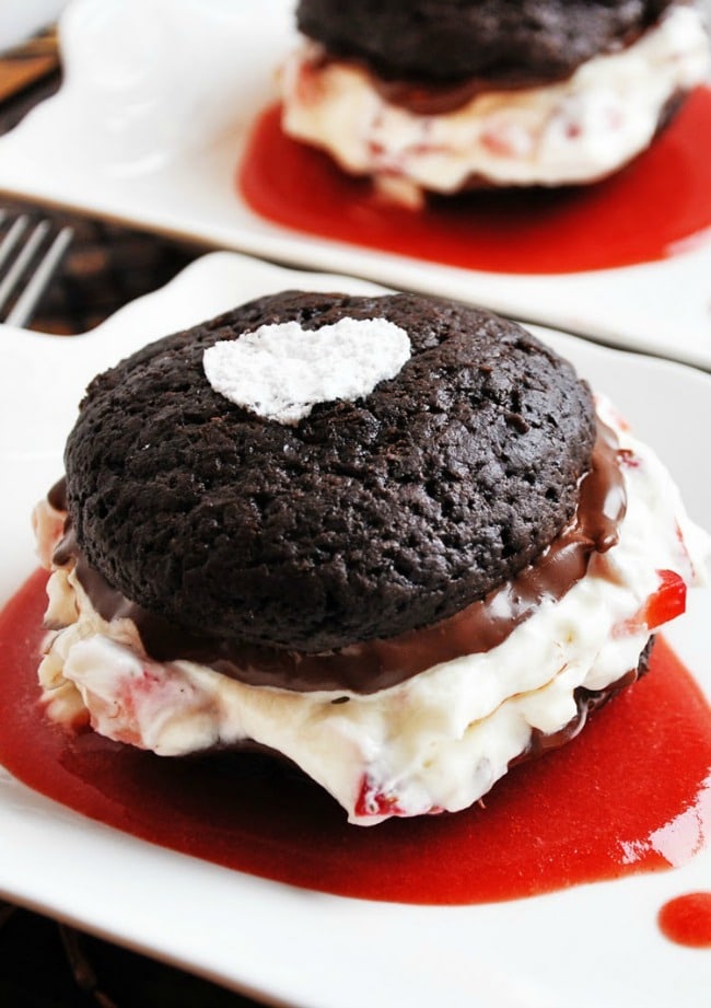 Decadent Double Stuffed Strawberry And Chocolate Whoopie Pies In Strawberry Pools Recipe Stl Cooks 8340