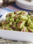 Create a new picnic and party tradition with this delicious Creamy Vegan Avocado Potato Salad made with red potatoes and Fresh Avocados. With only six ingredients it is surprisingly simple to make and tastes good.