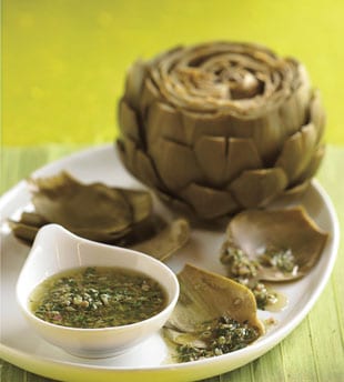 Steamed Artichokes with Lemon Butter Dipping Sauce