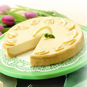 Recipe for White Chocolate Lemony Cheesecake - Although it takes some time to prepare this eye-catching cheesecake, the combination of tangy lemon and rich white chocolate is hard to beat.
