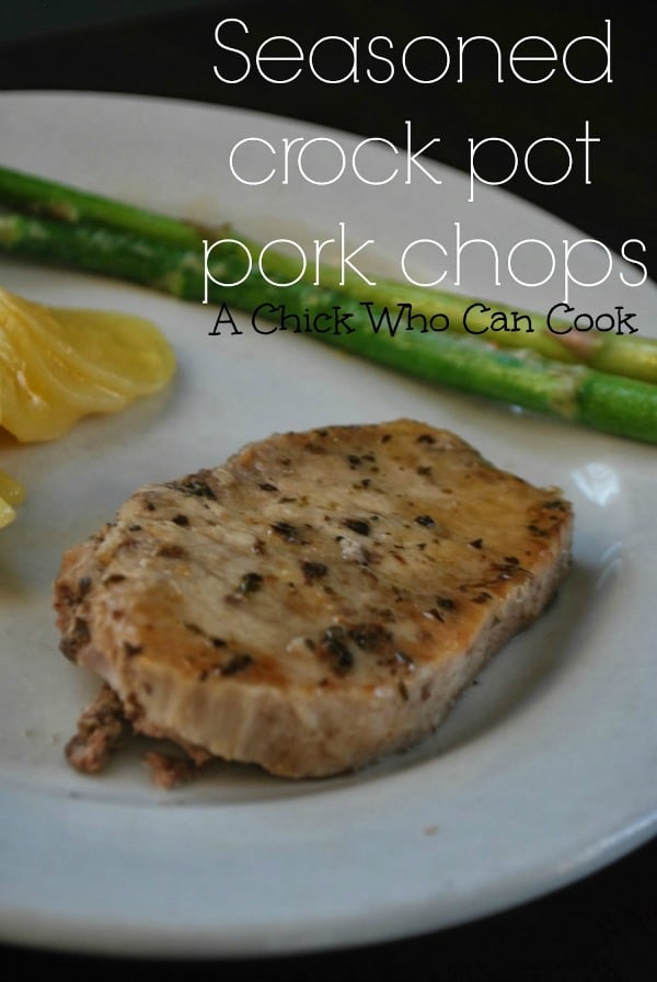These Seasoned Crock Pot Pork Chops have amazing flavor and they are so tender.  Probably the best pork chop ever, they really are.