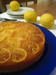A marmalade-like top (or is it bottom?) with overlapping lemon slices is a beautiful part of this scrumptious lemon upside down cake.