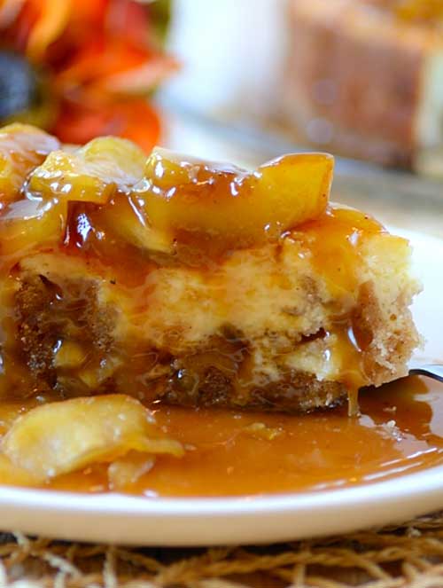 Recipe for Caramel Apple-Brownie Cheesecake - This is a dessert that just screams "It's fall, this is what you are wanting!".