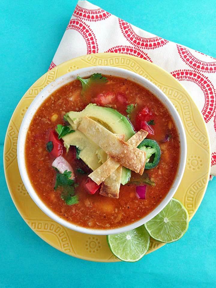 This Chicken Tortilla Soup with Fire Roasted Tomatoes is a healthy, hearty, and flavorful soup that will leave you wanting more!