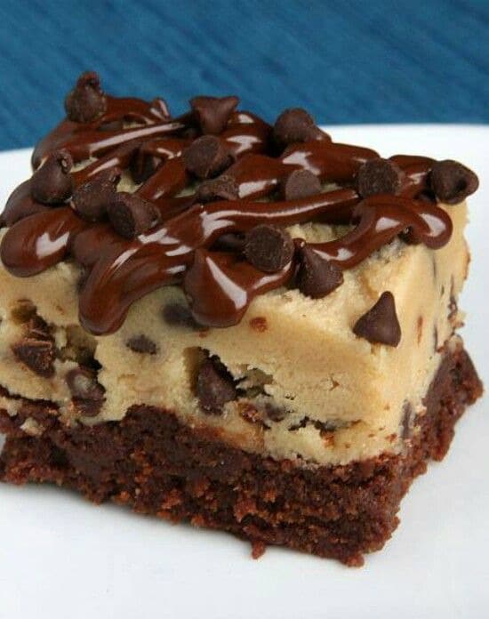 Combine a layer of fudgy brownie topped with chocolate chip cookie dough, and you get these Chocolate Chip Cookie Dough Brownies. The ultimate dessert that will have them all begging for more.