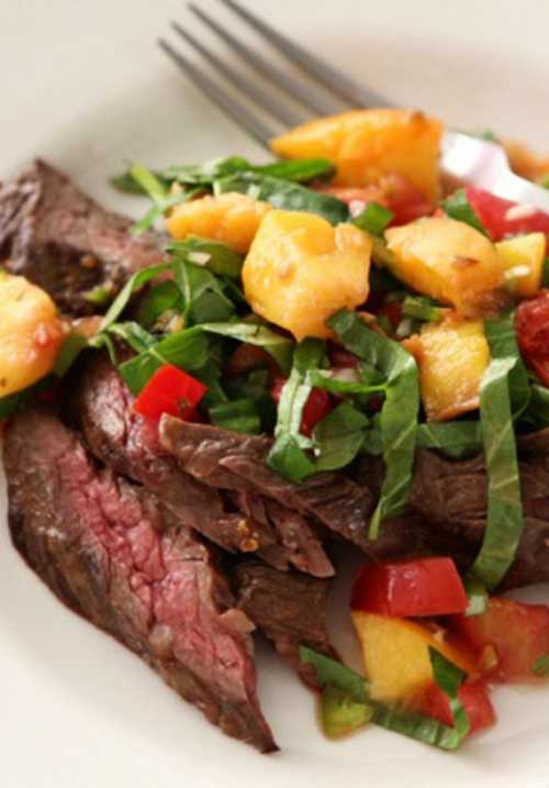 Recipe for Grilled Flank Steak with Peppery Peach Salsa