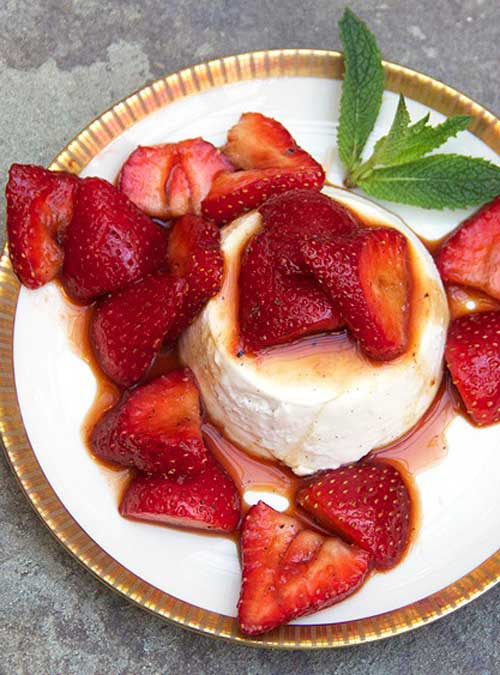 My favorite dinner party dessert - Strawberry-Vanilla Panna Cotta - gorgeous, make-ahead - the perfect delicious finale for a great meal.