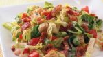 The whole family will love this quick and easy recipe based on the classic BLT sandwich. Crisp Romaine lettuce, bacon, tomatoes and cubed bread are tossed with a creamy tomato and chive dressing.