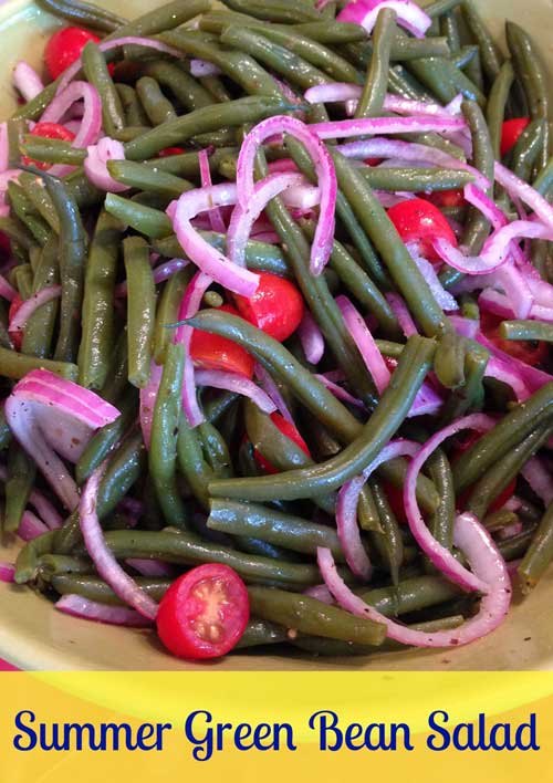 Simple to make, great color, delicious vinaigrette and served chilled! This Summer Green Bean and Tomato Salad is the perfect summer salad.