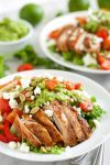 Spice up your dinner with this delicious Grilled Chicken Fajita Salad with Guacamole Dressing! Just don’t count on any leftovers.